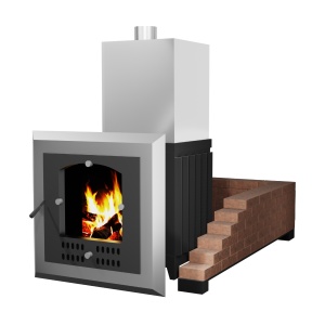 Печь-каменка чугунная СУДАРУШКА СЕМЕЙНАЯ нержавеющий тоннель и дверца ПАНОРАМА (10 - 18 м.куб)