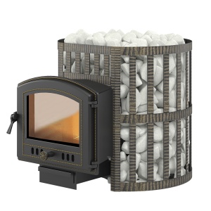 Печь-каменка  чугунная ЛЕГЕНДА РЕТРО КОВКА 24 дверца 224 L-280 (16 - 26 м.куб)