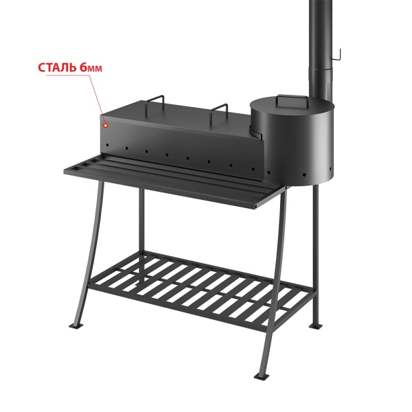 Мангал ВЕЗУВИЙ НАДЕЖНЫЙ ПЛЮС с печью под казан