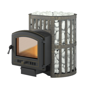 Печь-каменка  чугунная ЛЕГЕНДА КОВКА 22 дверца 224 (12 - 24 м.куб)