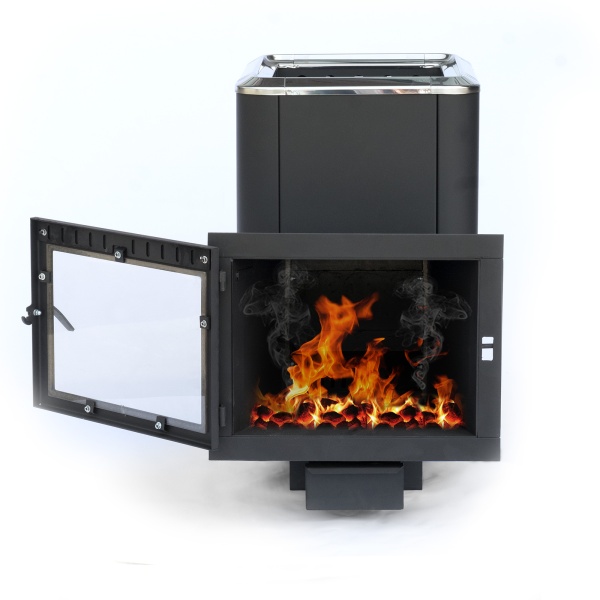 Печь-каменка  чугунная СИБИРЬ 24 конвекционная дверца ПАНОРАМА (12 - 24 м.куб)