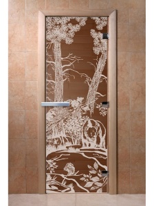 Дверь стеклянная МИШКИ В ЛЕСУ БРОНЗА 700 х 1900 мм 2 петли, стекло 6 мм, коробка ХВОЯ, магнит DW Дверь стеклянная МИШКИ В ЛЕСУ БРОНЗА 700 х 1900 мм 2 петли, стекло 6 мм, коробка ХВОЯ, магнит DW