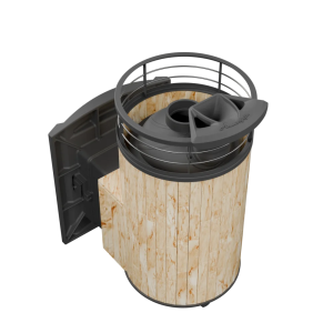 Печь-каменка чугунная АТМОСФЕРА L  в ламелях ОКАМЕНЕВШЕЕ ДЕРЕВО NEW + тоннель (12-20 мкуб)