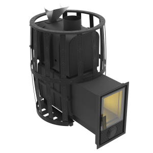 Печь-каменка чугунная ВОЕВОДА 15 дверца Д-2 закрытая каменка сетч.кожух d = 115 мм (6 - 15 м.куб)