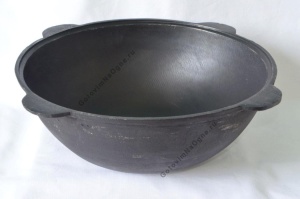 Казан чугунный100л узбекский без крышки круглое дно