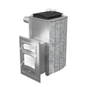 Печь-каменка нержавеющая ЧАРОДЕЙКА М Русский пар дверца со стеклом ТАЛЬКОХЛОРИТ (10 - 20 м.куб)