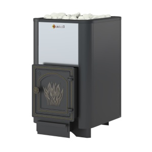 Печь для бани без выносного топливного канала чугунная СЕНСАЦИЯ 22 дверца ДТ-4 антрацит(12-24 м.куб)