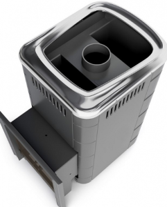 Печь-каменка УРЕНГОЙ 2018, INOX, антрацит, большой свето-прозрачный экран (вид топлива - ГАЗ)