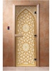 Дверь стеклянная ФОТОПЕЧАТЬ А026 700 х 1900 мм 3 петли,стекло 8 мм, коробка ОЛЬХА, ручка - деревянная, магнит DoorWood