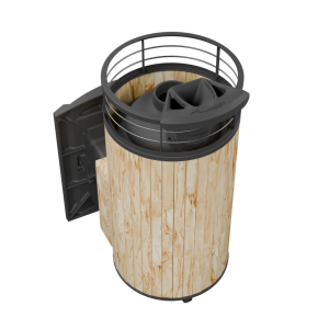 Печь-каменка чугунная АТМОСФЕРА XL  в ламелях ОКАМЕНЕВШЕЕ ДЕРЕВО NEW + тоннель