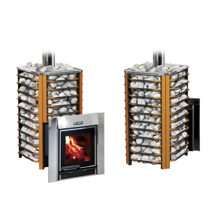 Печь-каменка чугунная ЕРМАК ПРЕМИУМ 24 СЕТКА дверца ПАНОРАМА (16 - 24 м.куб)