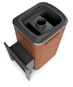 Печь-каменка УРЕНГОЙ 2018 INOX терракота большой свето-прозрачный экран (вид топлива - ГАЗ)