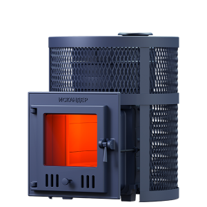 Печь-каменка чугунная ИСКАНДЕР ЗК УРАГАН 14М в СЕТКЕ  дверца со стеклом (14 м.куб)