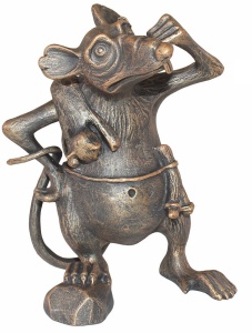 Статуэтка ХДИ-2.037  КРЫСА-РАЗБОЙНИК патина (ГБ: 100 х 95 х 130 мм) ЛИТКОМ