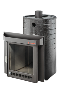 Печь-каменка МАКСИ ПФ дверца со стеклом в кожухе ЛАЙН (38 м.куб)