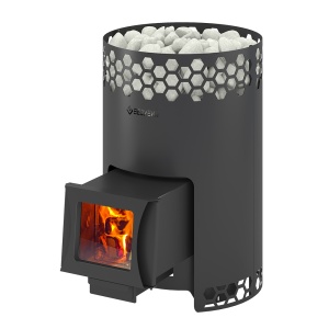 Печь-каменка ЧЁРНАЯ ПЧЁЛКА 20 дверца со стеклом (12 - 20 м.куб)