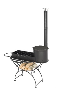 Мангал ВЕЗУВИЙ УДАЧНЫЙ 12 с печью под казан 12л (1120 х 660 х 1510 мм)