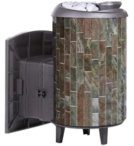 Печь-каменка чугунная АТМОСФЕРА L дверца со стеклом в ламелях ЖАДЕИТ наборный (22 м.куб)