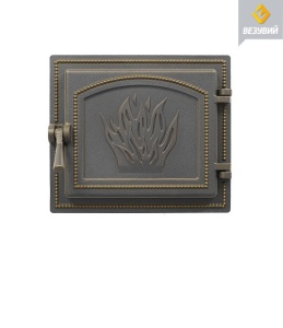 Дверца чугунная ВЕЗУВИЙ 261 крашеная БРОНЗА (посадочный размер 210 х 250 мм)