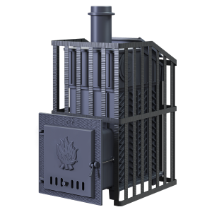 Печь-каменка чугунная GFS ЗК УРАГАН 25 в СЕТКЕ дверца глухая (25 м.куб)