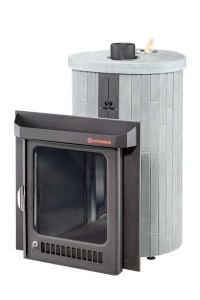 Печь-каменка МАКСИ ПФ дверца со стеклом в ламелях СЕРЫЙ ВЕЛЮР НАБОРНЫЙ (38 м.куб)