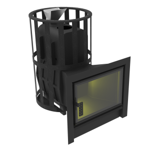 Печь-каменка чугунная ВОЕВОДА-ФЛАГМАН 15 закрытая каменка сетчатый кожух (6 - 15 м.куб)