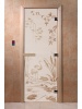 Дверь стеклянная КАМЫШОВЫЙ РАЙ САТИН МАТОВАЯ 700 х 1900 мм 3 петли, стекло 8 мм, коробка ОСИНА, магнит DoorWood