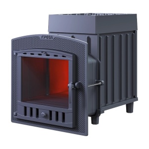 Печь-каменка чугунная ГРОЗА 24(П)2 дверца ПАНОРАМА (24 м.куб)