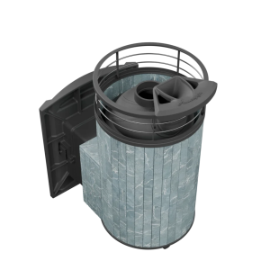 Печь-каменка чугунная АТМОСФЕРА L  в ламелях ТАЛЬКОХЛОРИТ NEW + тоннель  (12-20 м.куб)