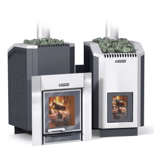 Печь-каменка ЕРМАК ЛЮКС 24 INOX 304 5мм дверца ПАНОРАМА (16 - 26 м.куб)