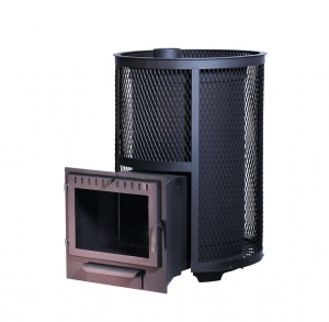 Печь-каменка ДУБРАВА 20 с закрытой каменкой сетка высечка дверца ПАНОРАМА (10 - 20 м.куб)