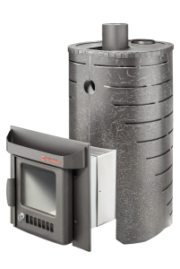 Печь-каменка МИНИ ПФ в кожухе ЛАЙН дверца со стеклом (18 м.куб)