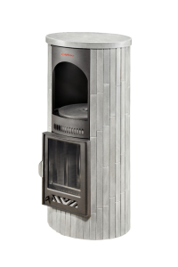 Печь отопительная ЛАДА ПФ в ламелях СЕРЫЙ ВЕЛЮР НАБОРНЫЙ с варочной поверхностью (150 м.куб.)