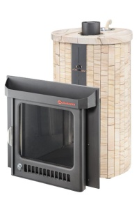 Печь-каменка МАЛЮТКА ПФ дверца со стеклом в ламелях ОКАМЕНЕВШЕЕ ДЕРЕВО НАБОРНЫЙ (18 м.куб)