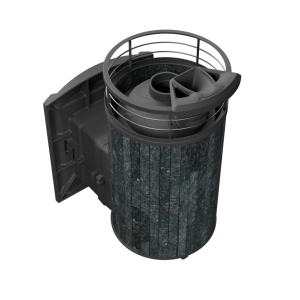 Печь-каменка чугунная АТМОСФЕРА L дверца со стеклом в ламелях ПИРОКСЕНИТ NEW (12-20 м.куб)