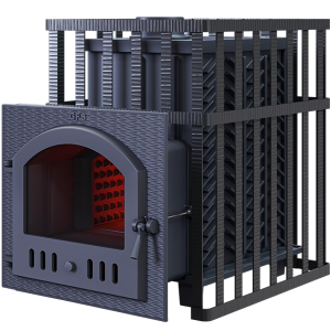 Печь-каменка чугунная GFS ЗК 40М в СЕТКЕ  дверца со стеклом (40 м.куб)