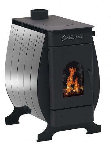 Печь отопительная СИБИРЯЧКА- 6 (кожух из нержавеющей стали) дверца со стеклом