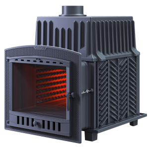 Печь-каменка чугунная ГРОМ 80П2  дверца ПАНОРАМА (80 м.куб)