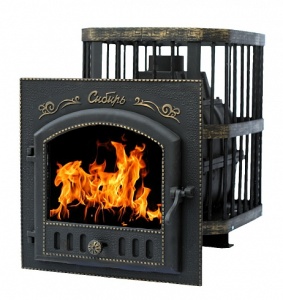 Печь-каменка  чугунная СИБИРЬ 24  СЕТКА дверца КАМИН (12 - 24 м.куб)