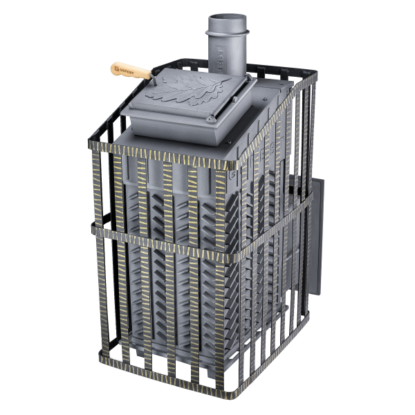 Печь-каменка чугунная GFS-ЗК УРАГАН 18С в сетке усиленная каменка (18 м.куб)