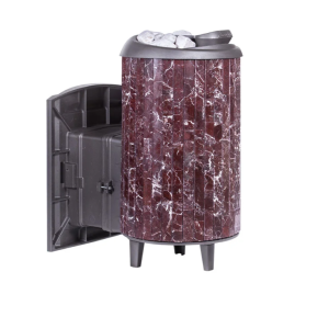 Печь-каменка чугунная АТМОСФЕРА L дверца со стеклом в ламелях РОССО ЛЕВАНТО наборный (12-20 м.куб)