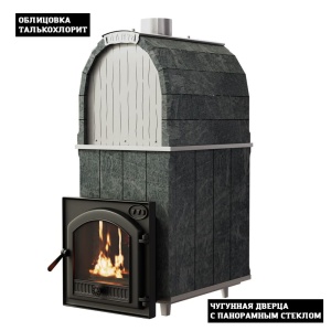 Печь-каменка чугунная КАЛИТА М ароч чугунный тоннель и чугунная дверца ПАНОРАМА ТАЛЬКОХ (18-34м.куб)