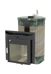 Печь-каменка МАКСИ ПФ дверца со стеклом в ламелях ЗМЕЕВИК + ОКАМЕНЕВШЕЕ ДЕРЕВО (38 м.куб)