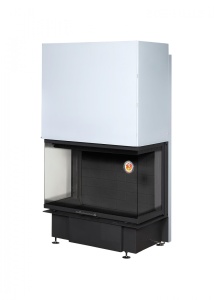 Топка ДЕЛЬТА  800  принтинг три стекла  d = 200 мм черный шамот (16 кВт) Экокамин (TDN800В)