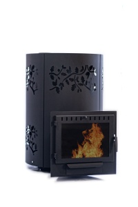 Печь-каменка ДУБРАВА с закрытой каменкой дверца ПАНОРАМА (10 - 20 м.куб)