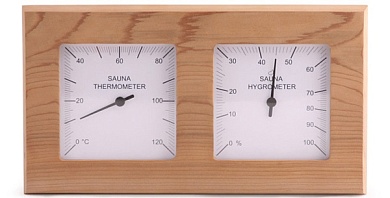 Термогигрометр 224-ТНP прямоугольный со стеклом 140 х 255 мм SAWO