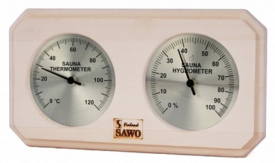 Термогигрометр 221-THA Прямоугольный горизонтальный со стеклом 255*140 SAWO